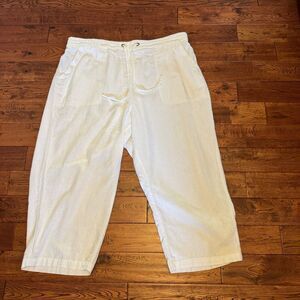 Cynthia Rowley Pants Women's Size 2X 100% Linen Wide Leg Cropped White